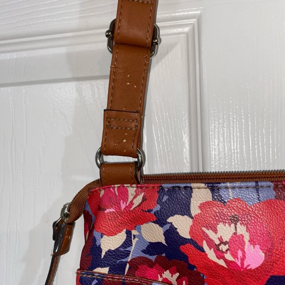 Women's Rosetti Floral Crossbody Bag Red Blue and Brown Great Condition
